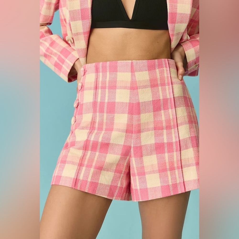 Anthropologie‎ Maeve Gingham Pink Shorts - Picture 3 of 8